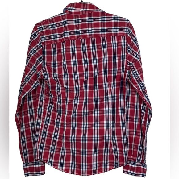 Zara Man Men's Sz Sm Red Plaid Long Sleeve Casual Button-Up Western Style Shirt - Picture 5 of 7